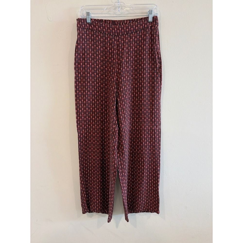 Old Navy Playa Wide Leg Pants Womens Medium Burgundy Medallion High Rise Rayon